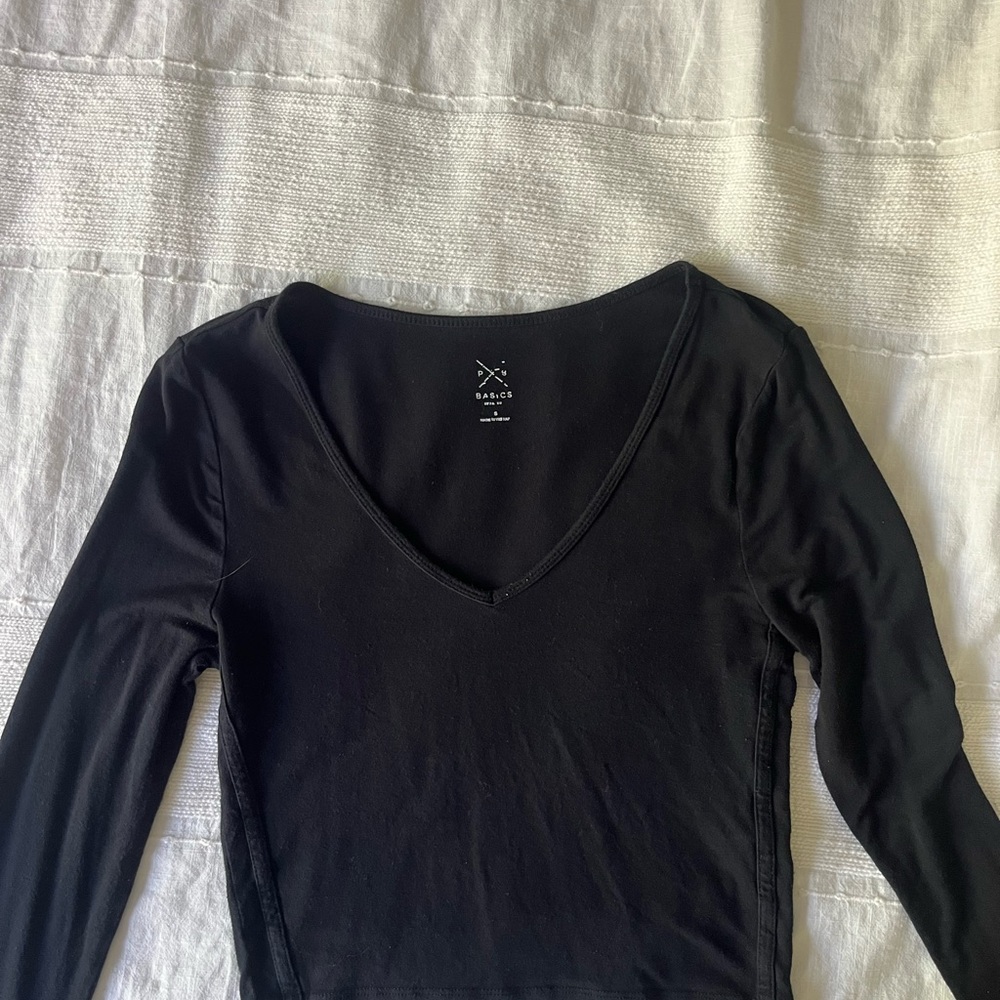 PacSun Black Fitted Long Sleeve Bodysuit